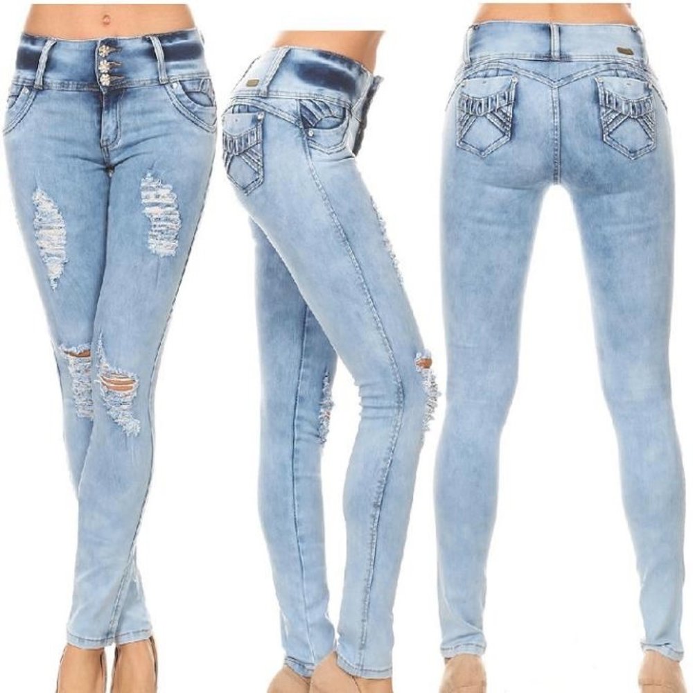 Distracted By My Distressed Jeans- Light Blue